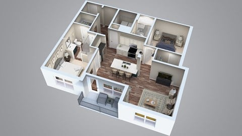 Floor plan for 2 beds, 2 baths, 1092 sqft